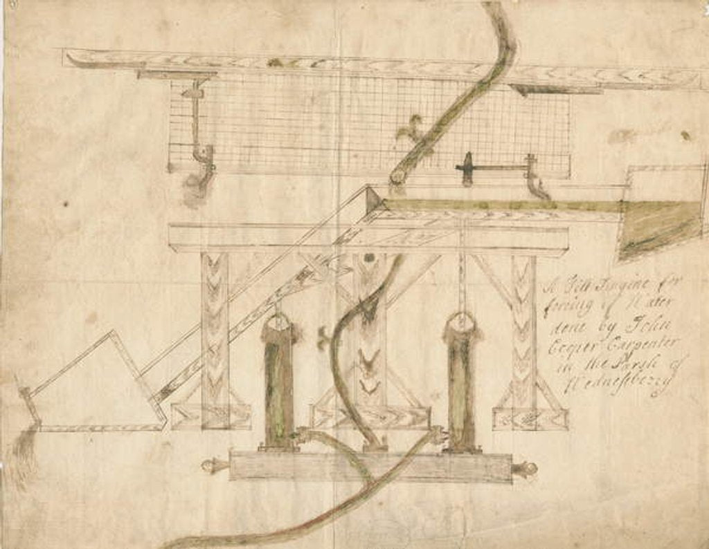 Detail of Wednesbury - A Tilt Engine: pen and ink drawing, nd [c 1710] by School English