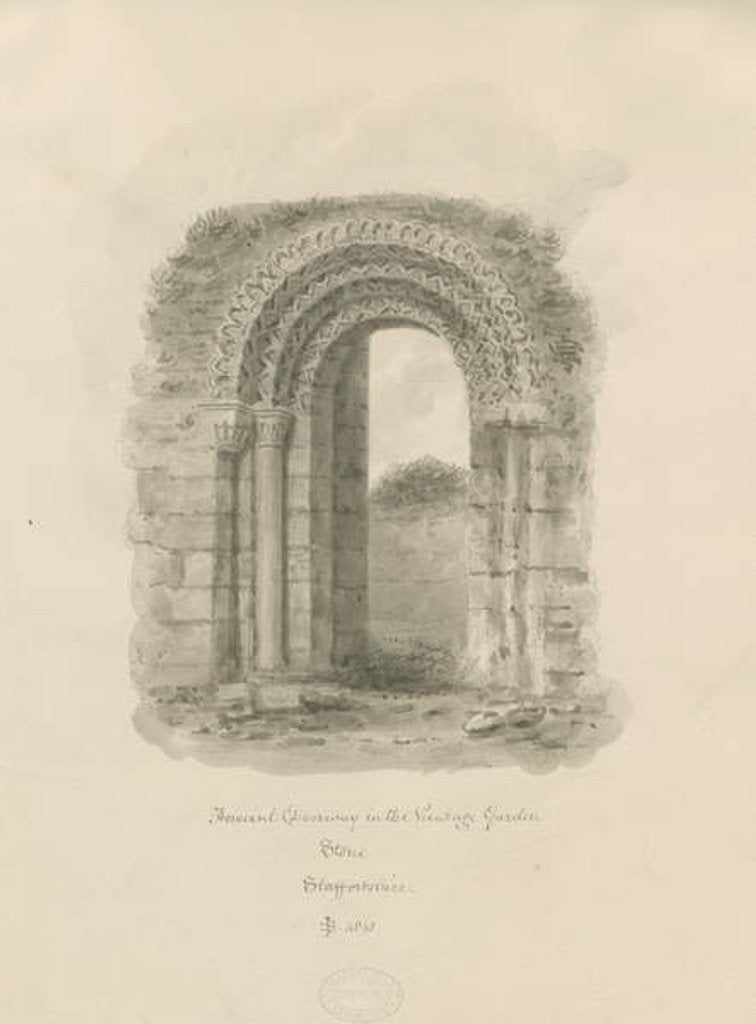 Detail of Stone - Ancient Doorway in Vicarage Garden by John Buckler