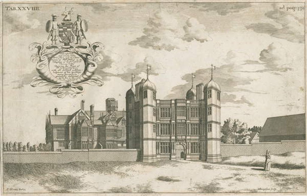 Detail of Tixall Hall and Gatehouse: copper-plate engraving, nd [1686] by Michael Burghers