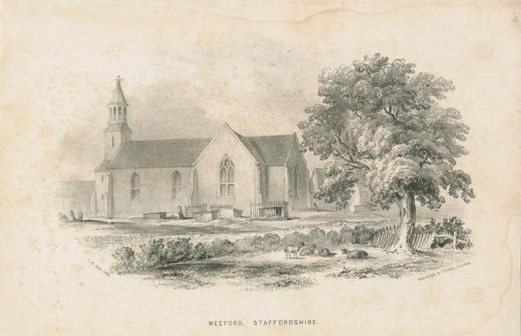 Detail of Weeford Church: lithograph, 1841 by School English