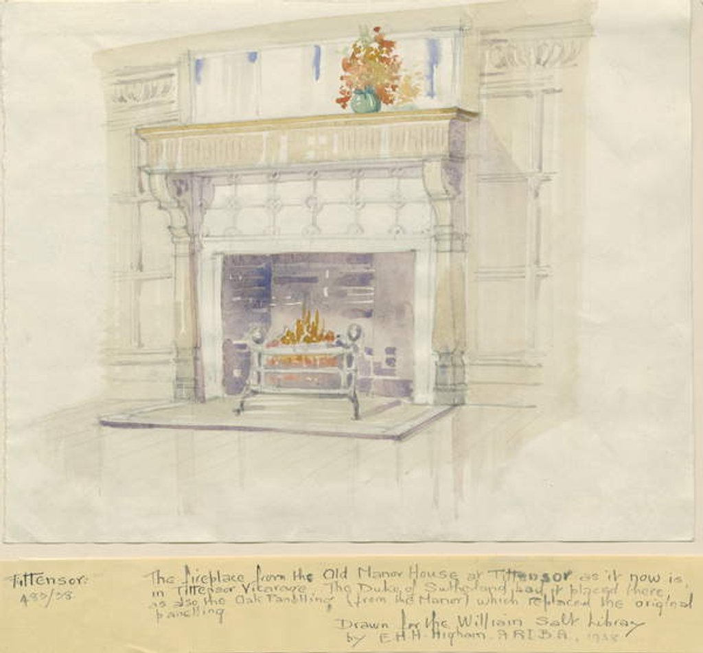 Detail of Tittensor - Fireplace from Manor House by School English