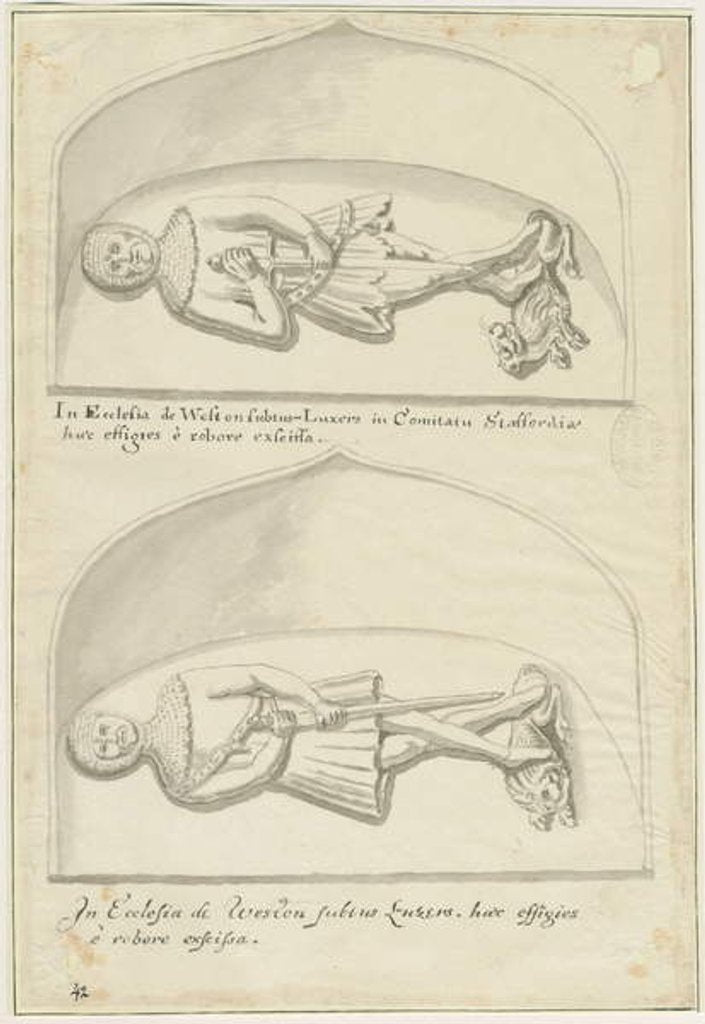 Detail of Weston-under-Lizard Church - Effigies of Sir Hugh de Weston and Sir Hamo de Weston by School English