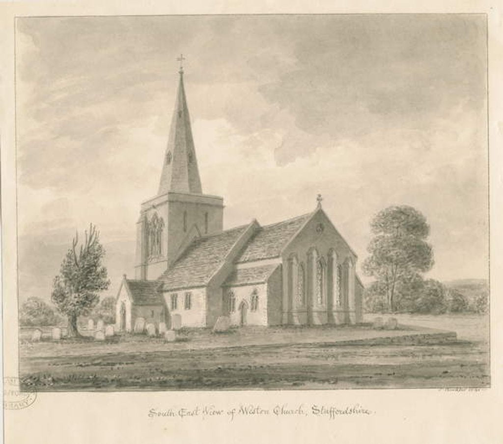 Detail of Weston-on-Trent Church by John Buckler