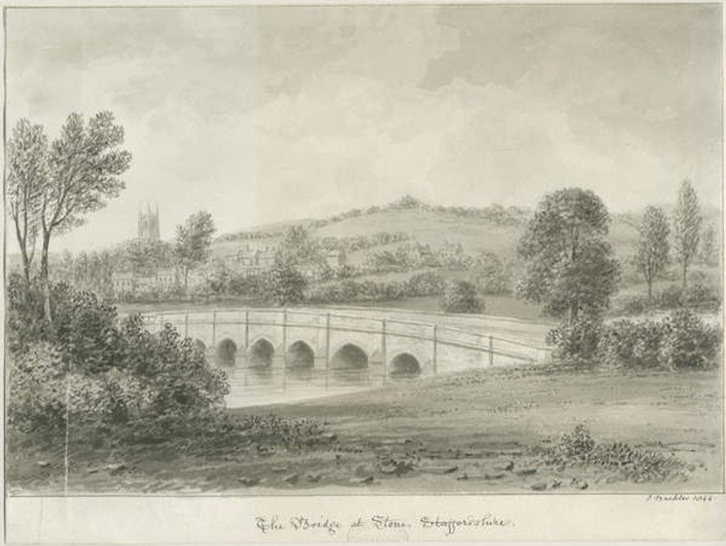 Detail of Stone - Bridge over the River Trent: sepia wash drawing, 1844 by John Buckler