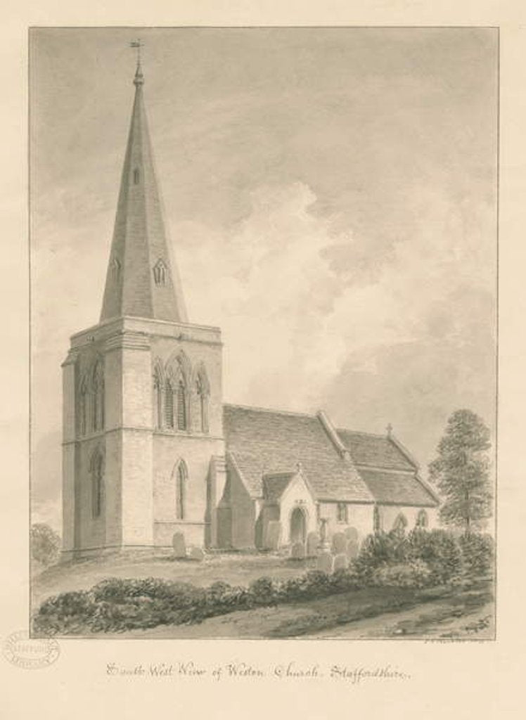Detail of Weston-on-Trent Church by John Chessell Buckler