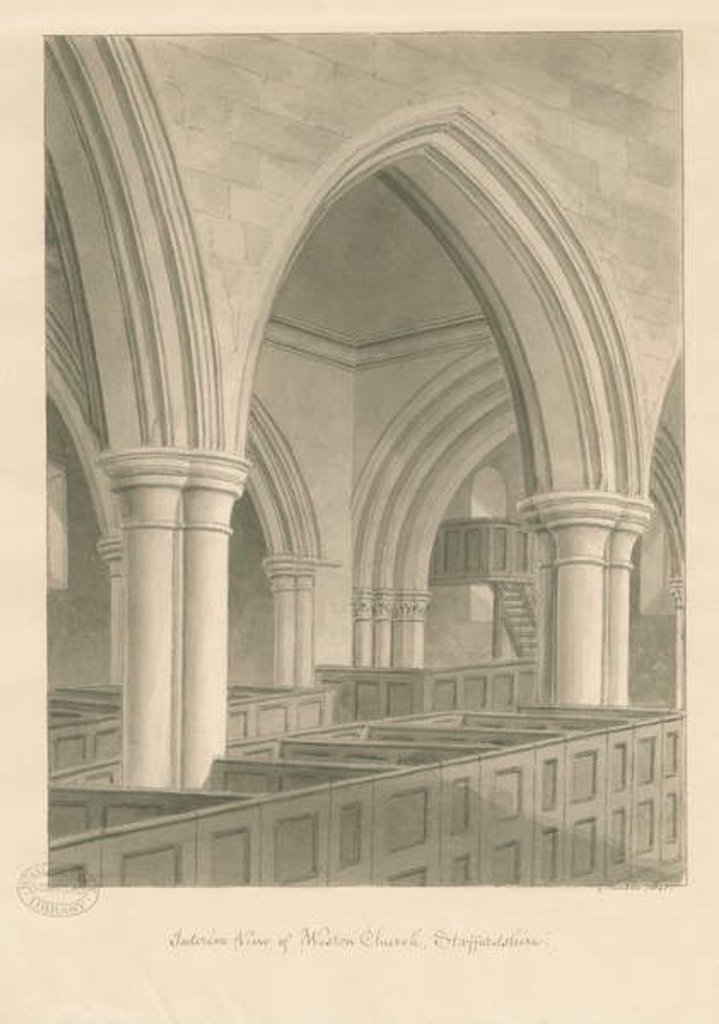 Detail of Interior of Weston-on-Trent Church by George Buckler