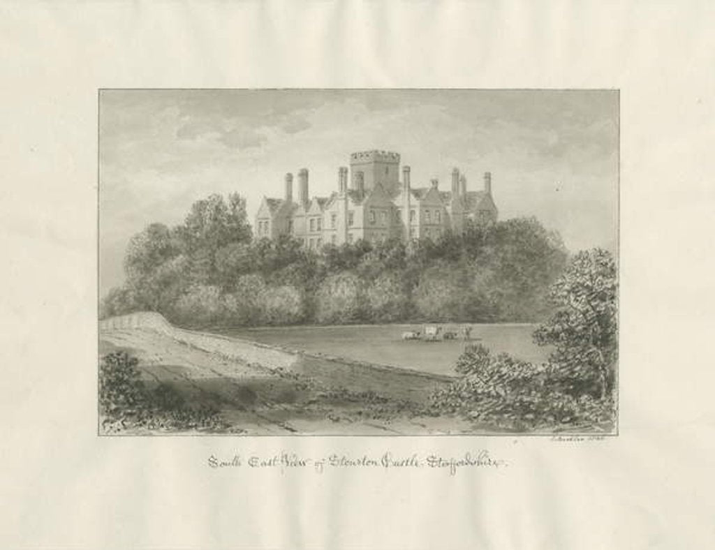 Detail of Stourton Castle: sepia wash drawing, 1846 by John Buckler
