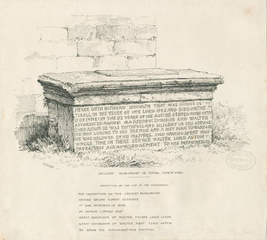 Detail of Tixall Church Yard - Table Tomb by Thomas Peploe Wood