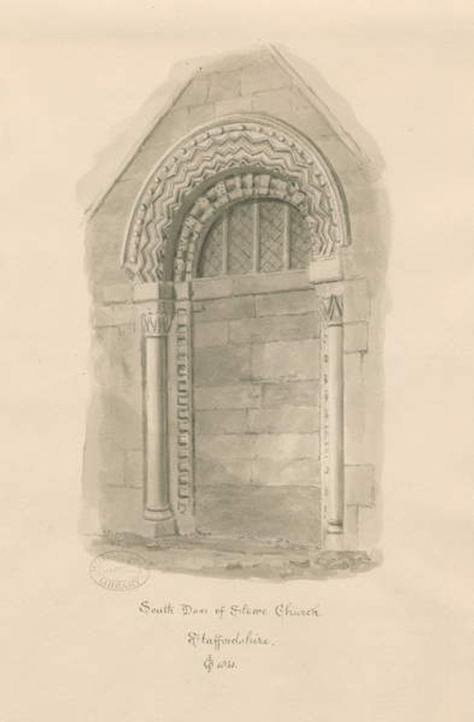 Detail of Stowe Church - South Door by John Chessell Buckler