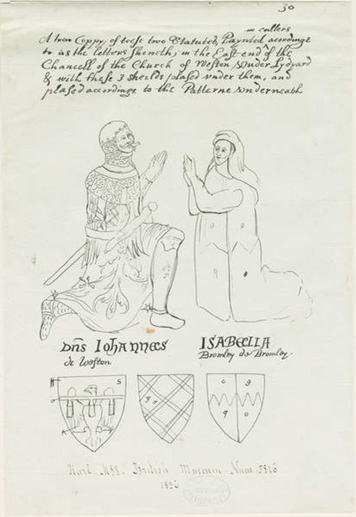 Detail of Weston-under-Lizard Church, 1836 by School English