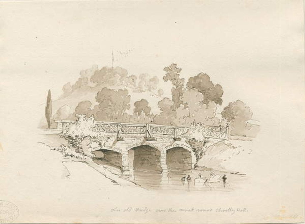 Detail of Chartley Hall: pen and wash sketch, 1837 by Thomas Peploe Wood