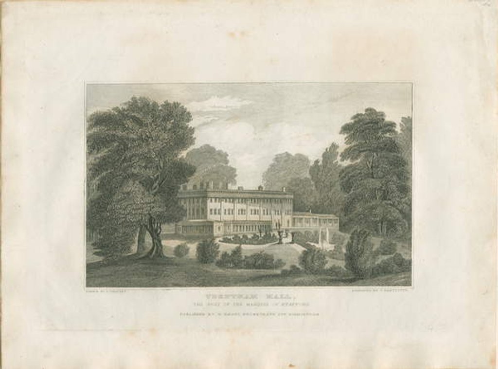 Detail of Trentham Hall: engraving by Frederick Calvert