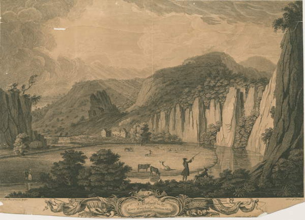 Detail of Wetton Mill: engraving, nd [c 1743] by Thomas of Derby (after) Smith