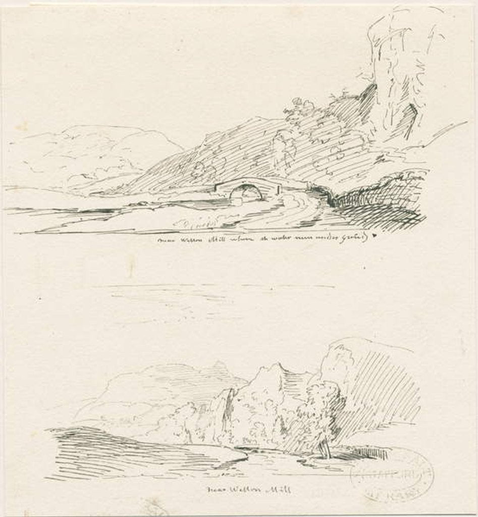 Detail of Wetton Mill: pen and ink drawing by Thomas Peploe Wood