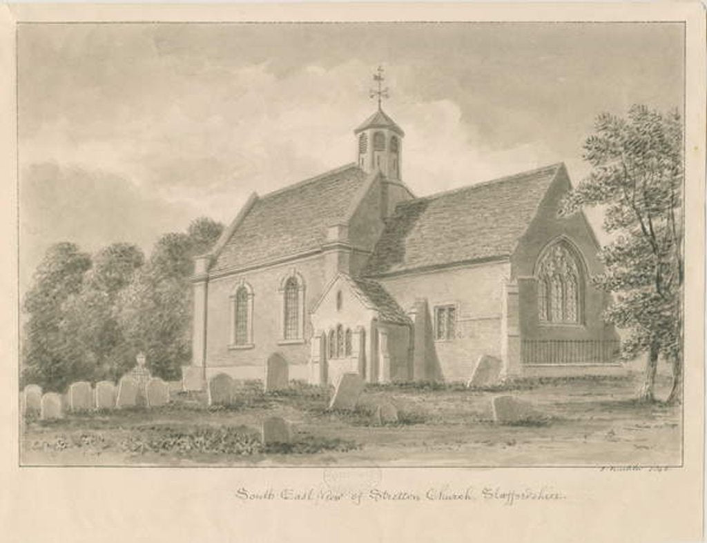 Detail of Stretton Church: sepia drawing, 1842 by John Buckler