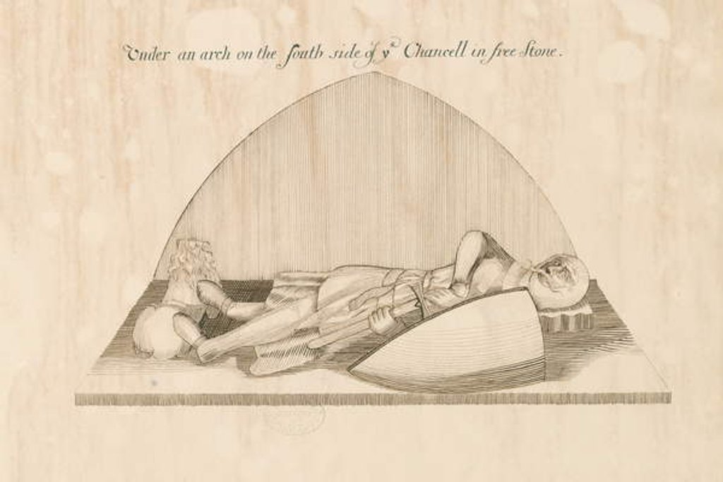 Detail of Swynnerton Church - Effigy: pen and ink drawing, nd [19th cent] by John Robert Fernyhough