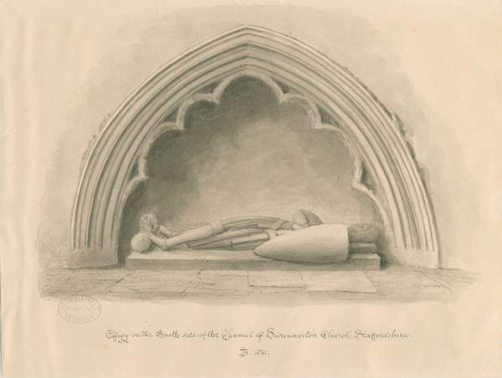 Detail of Swynnerton Church - Effigy by John Buckler