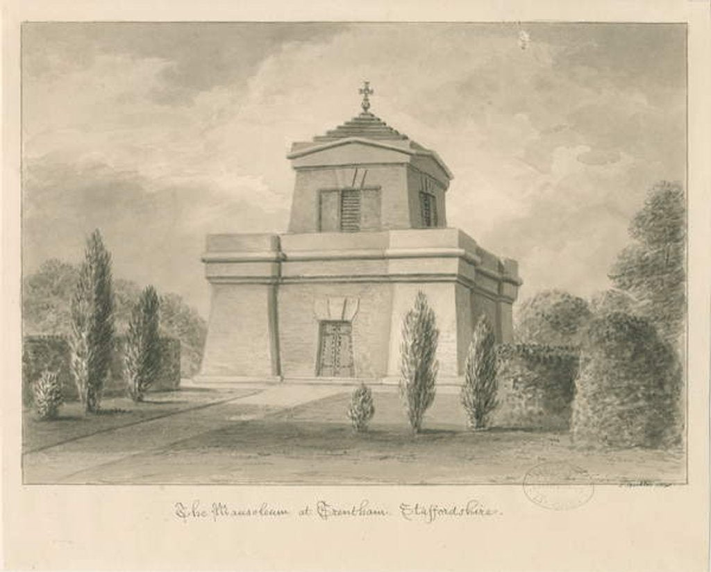 Detail of Trentham - The Mausoleum: sepia drawing, 1840 by John Buckler