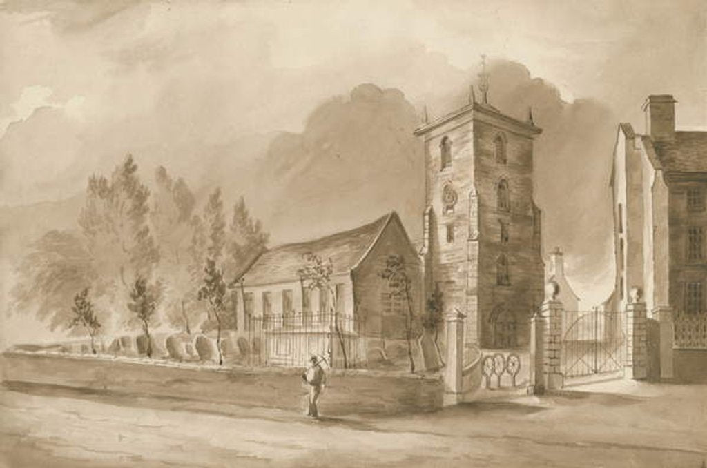 Detail of Willenhall Church: sepia drawing, nd [1844] by Henry James Noyes