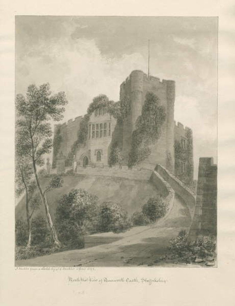 Detail of Tamworth Castle: sepia drawing, Apr 1849 by John Buckler