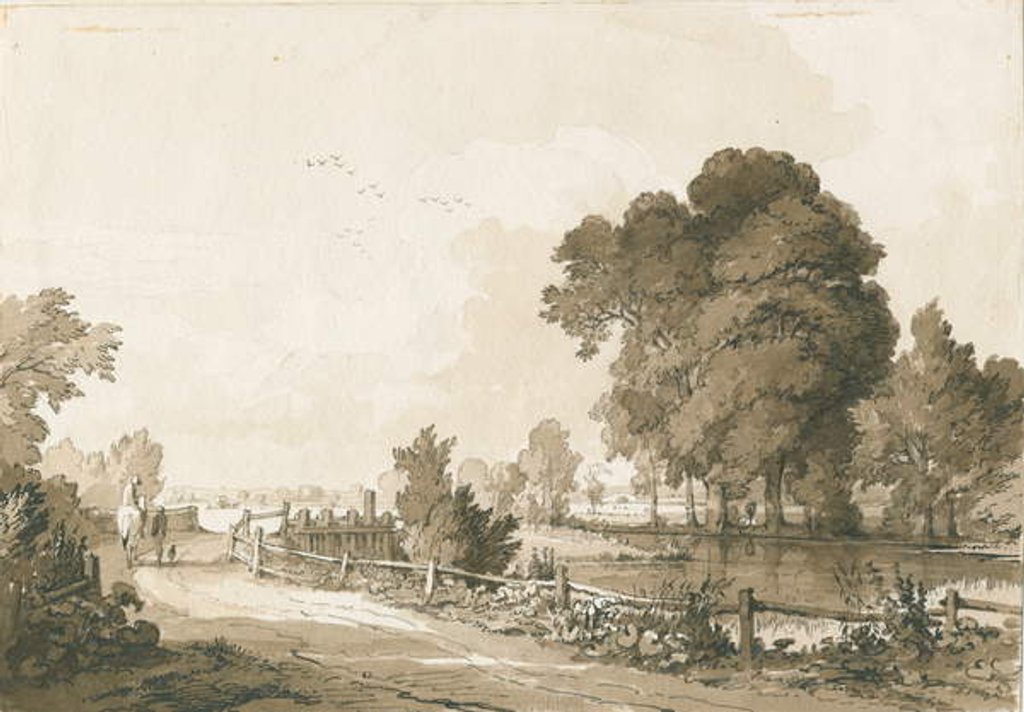 Detail of Great Haywood - Floodgates on the River Trent by Thomas Peploe Wood