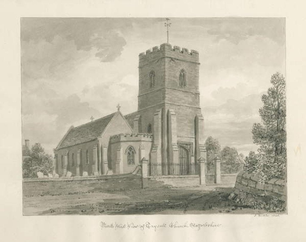 Detail of Trysull Church: sepia wash drawing, 1846 by John Buckler