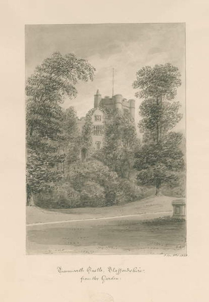 Detail of Tamworth Castle: sepia wash drawing, 1838 by John Buckler