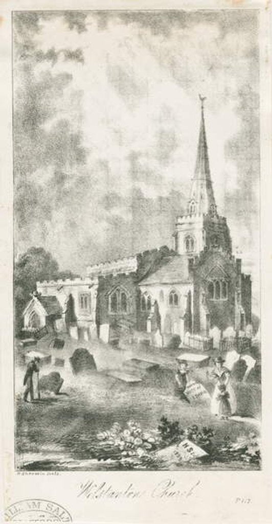 Detail of Wolstanton Church: lithograph, 1839 by School English