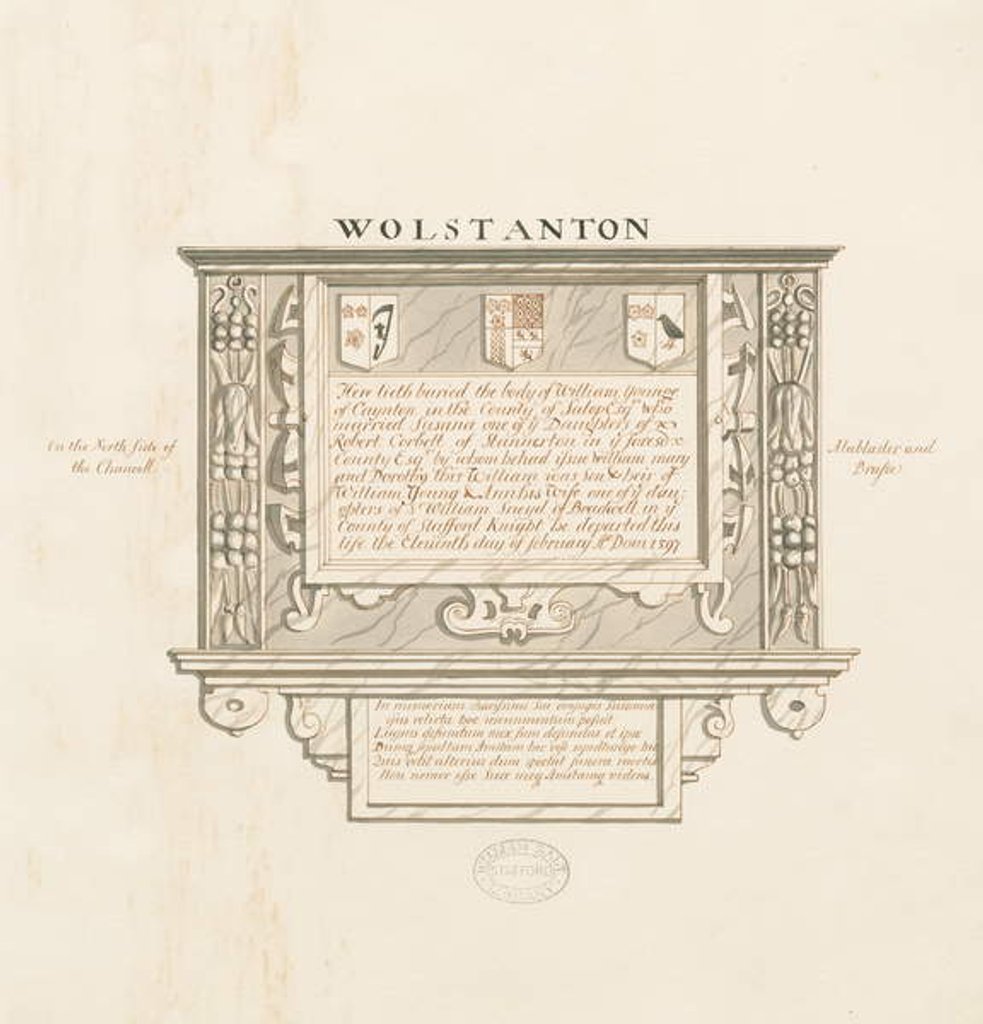 Detail of Wolstanton Church - Wall Monument to William Yonge of Caynton by School English