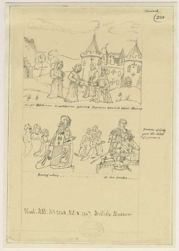 Detail of Tamworth Church - Window Glass: tracing in ink by William Dugdale