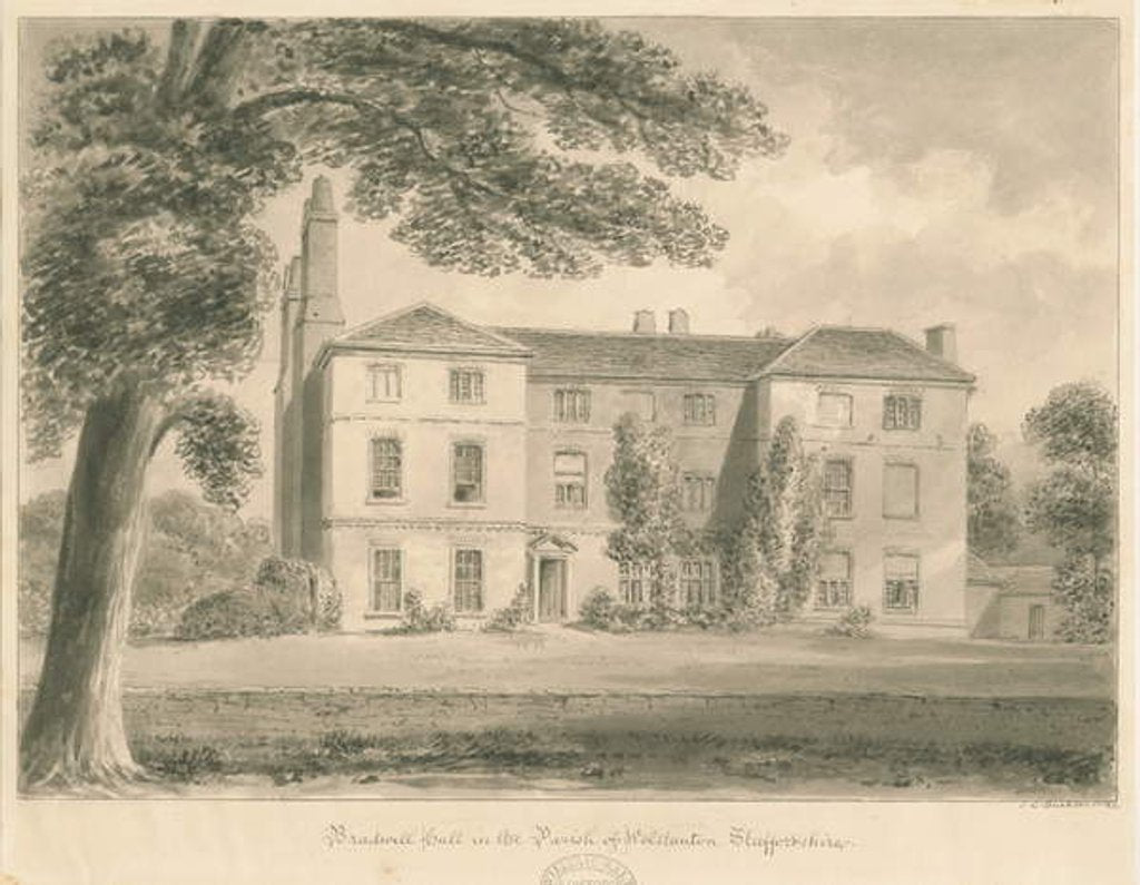 Detail of Wolstanton - Bradwell Hall by John Chessell Buckler