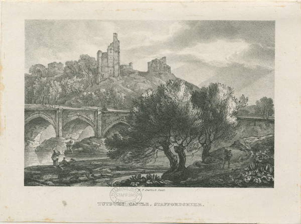 Detail of Tutbury Castle - South View: zincograph by William P Sherlock