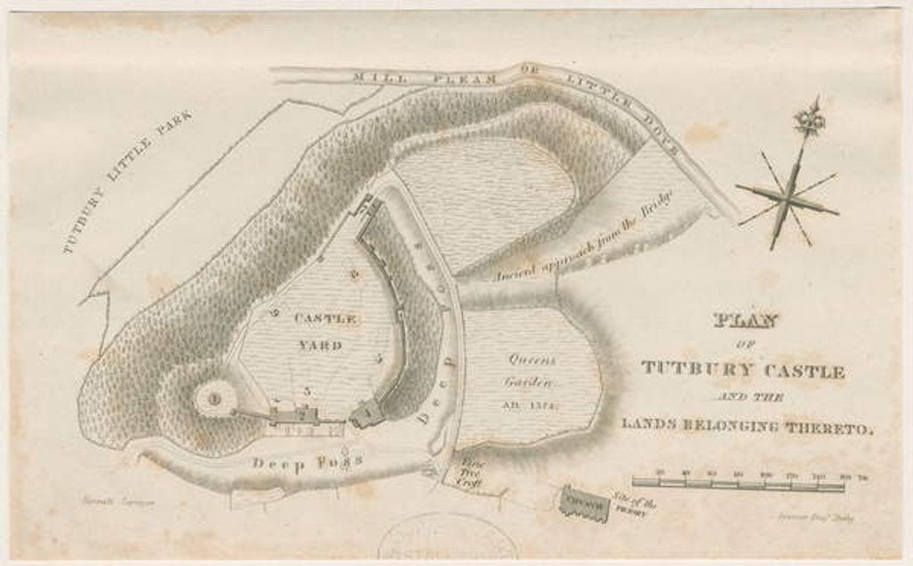 Detail of Tutbury Castle: Plan: engraving, nd [c 1832] by School English