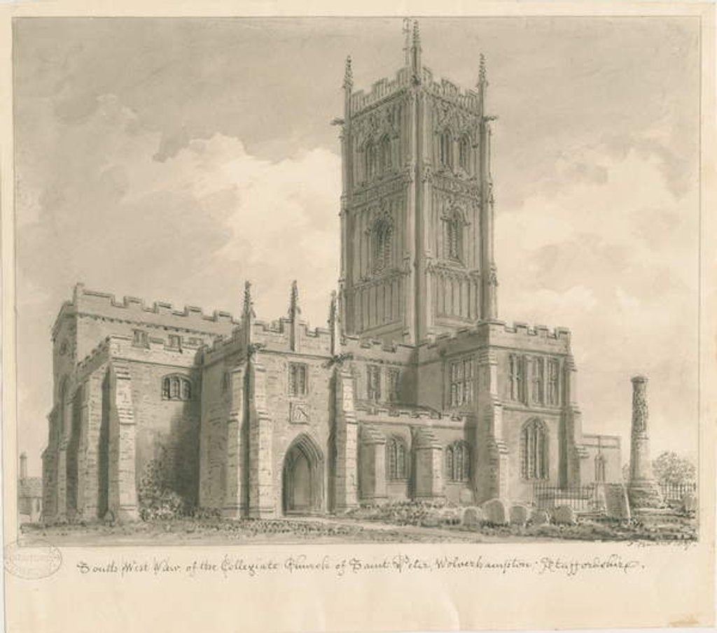 Detail of Wolverhampton - St. Peter's Church by John Buckler