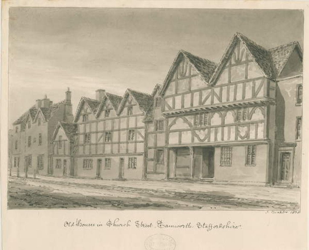 Detail of Tamworth - Old Houses in Church Street by John Buckler