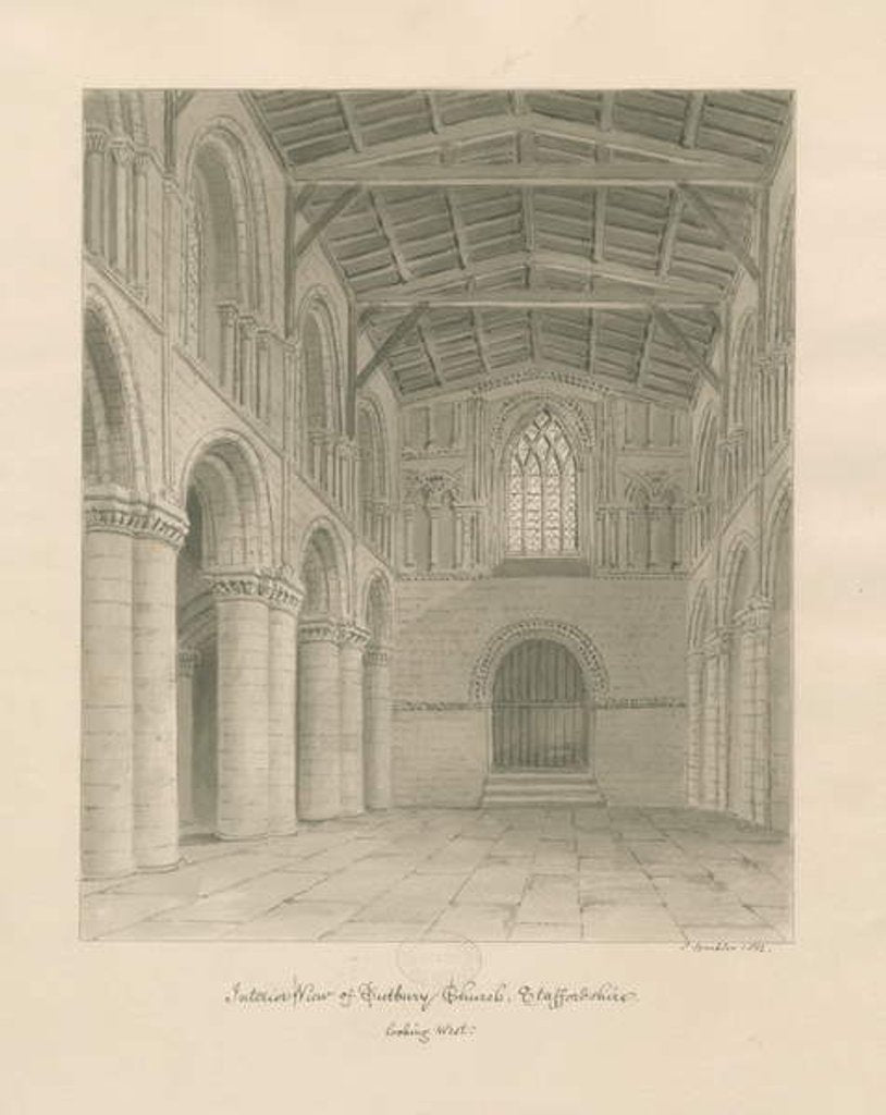 Detail of Interior of Tutbury Priory Church: sepia wash drawing, 1812 by John Buckler