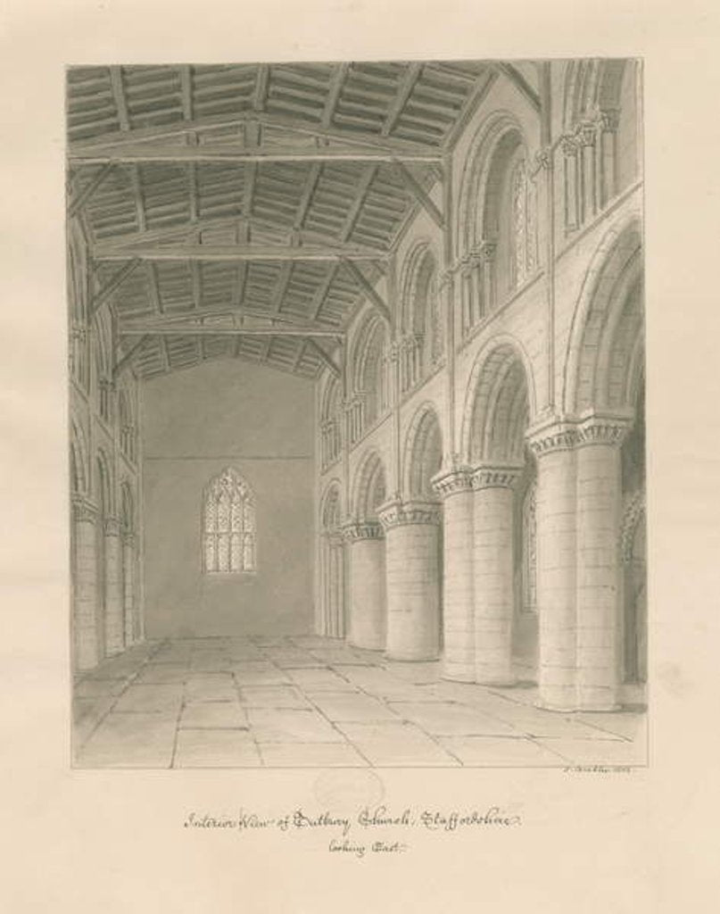 Detail of Interior of Tutbury Priory Church by John Buckler