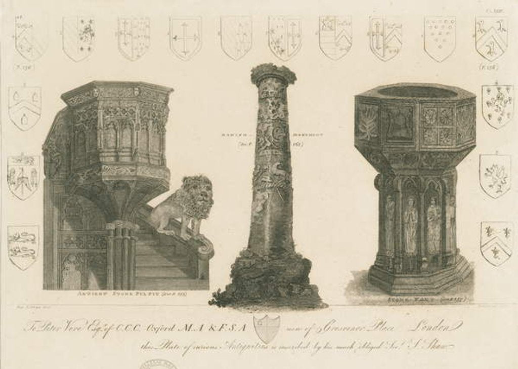 Detail of Wolverhampton - Pulpit, Pillar and Font in St. Peter's Church by Stebbing Shaw