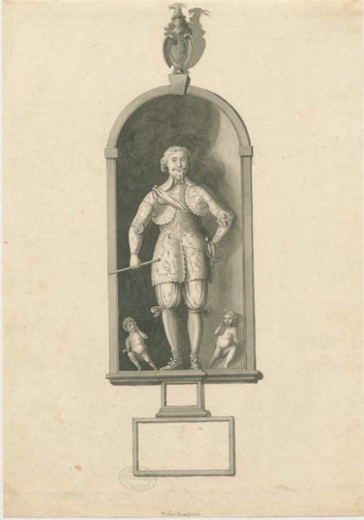 Detail of Wolverhampton - Statue of Admiral Richard Leveson in St. Peter's Church by Stebbing Shaw