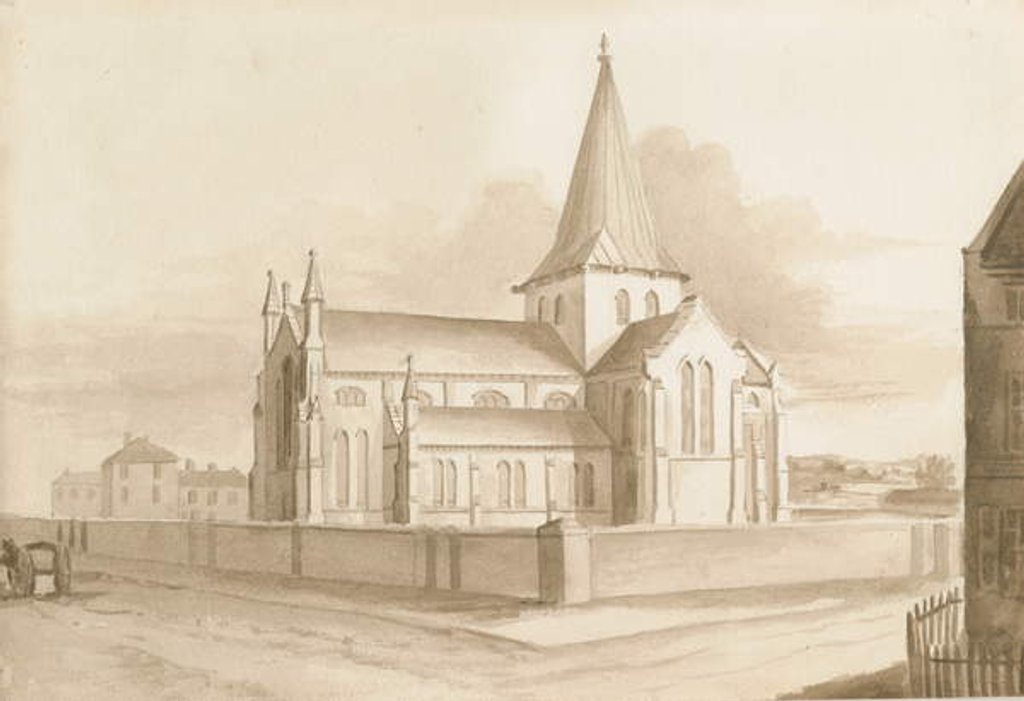 Detail of Wolverhampton - St. Mary's Church: sepia wash drawing, nd [1844] by Henry James Noyes