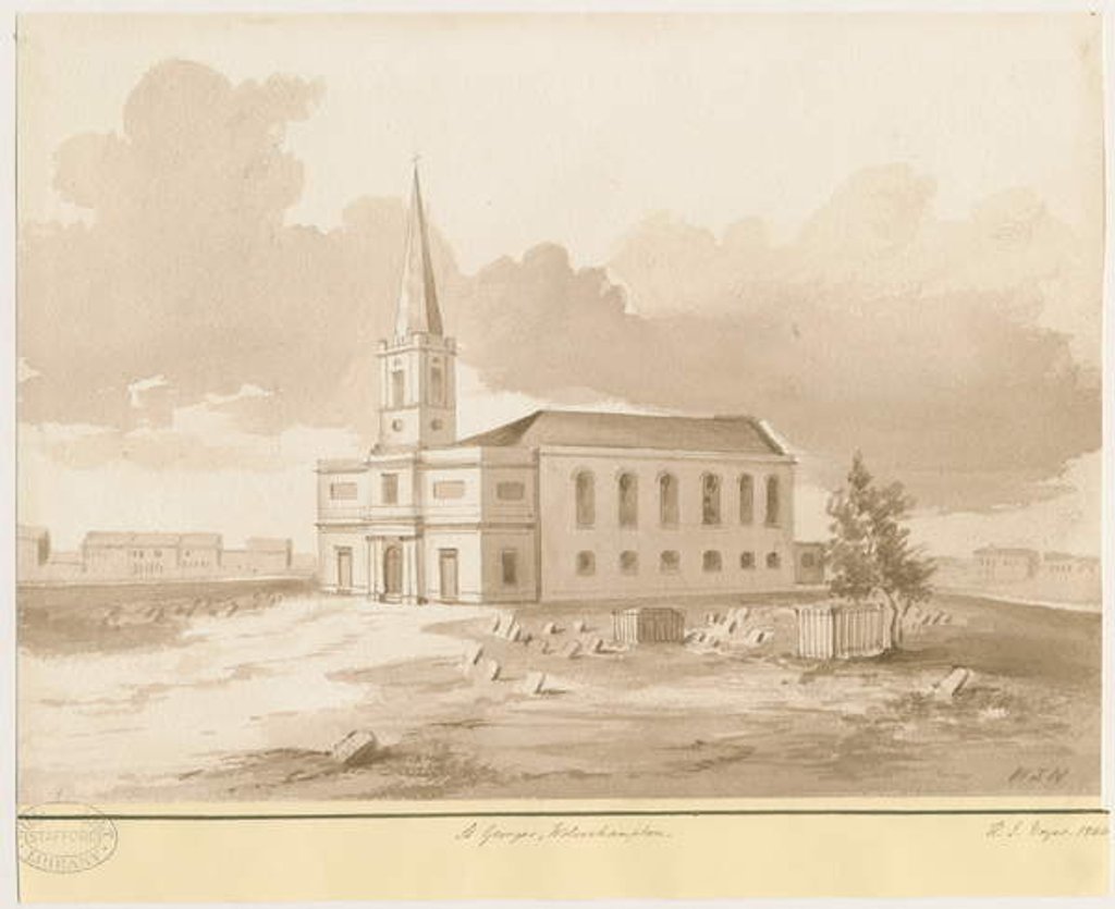 Detail of Wolverhampton - St. George's Church: sepia wash drawing, 1844 by Henry James Noyes