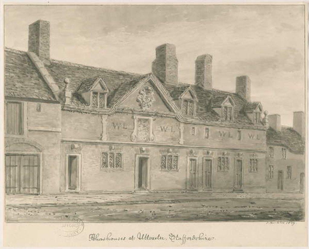 Detail of Uttoxeter Town - Almshouses by John Buckler