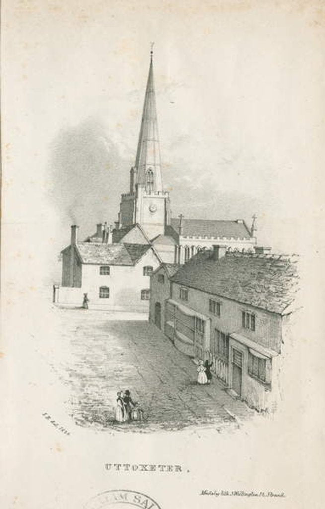 Detail of Uttoxeter Church - lithograph, 1838 by School English