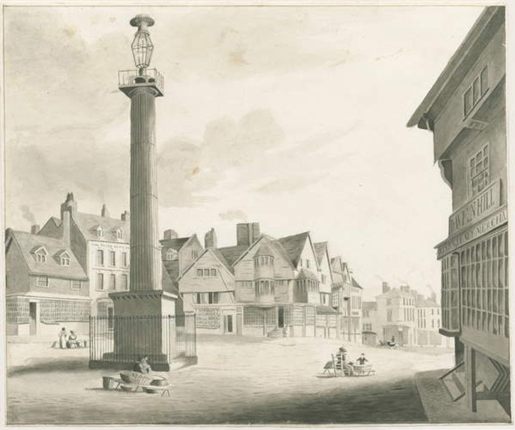 Detail of Wolverhampton - Market Place: sepia drawing, nd [mid 19th cent] by Robert Noyes
