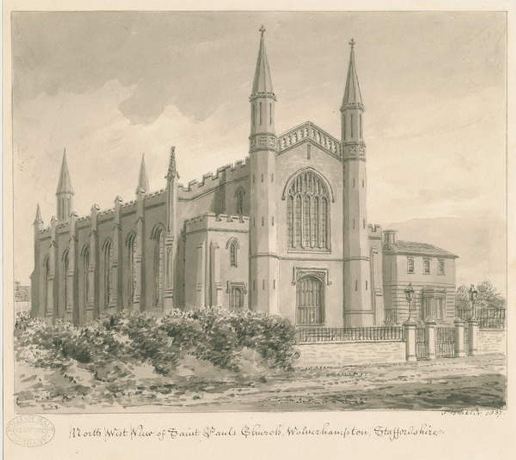 Detail of Wolverhampton - St. Paul's Church by John Buckler