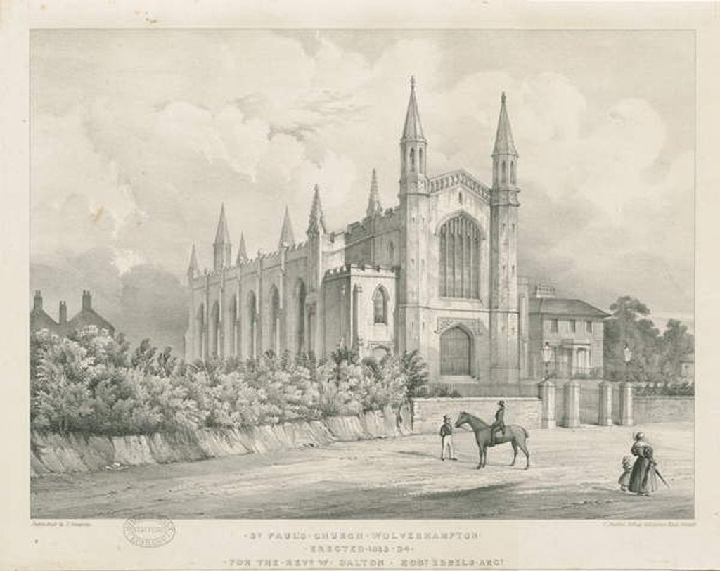 Detail of Wolverhampton - St. Paul's Church: lithograph, nd [mid 19th cent] by Charles Burton