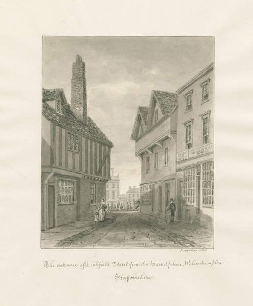 Detail of Wolverhampton - Lichfield Street: sepia drawing, 1846 by John Buckler