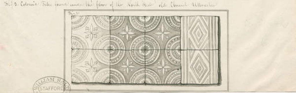 Detail of Uttoxeter Church - Coloured tiles found under floor of North Aisle by John Robert Fernyhough