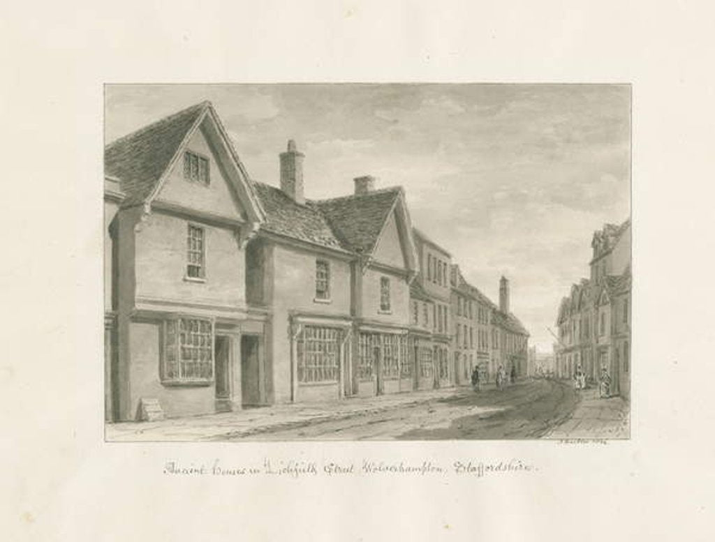 Detail of Wolverhampton - Ancient Houses in Lichfield Street by John Buckler