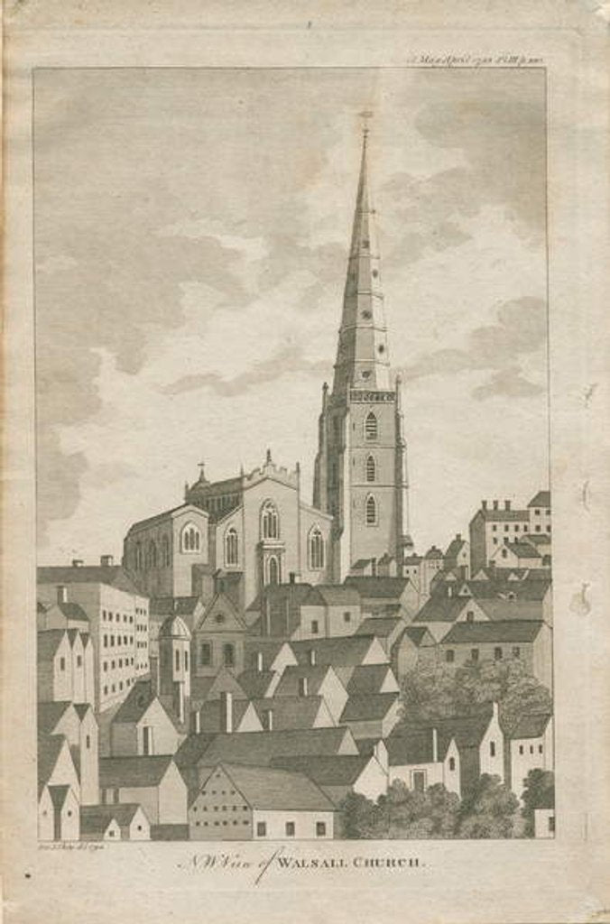 Detail of Walsall Church: engraving, 1794 by Stebbing Shaw